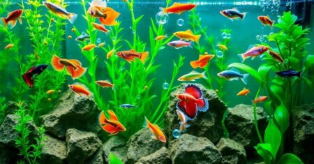 alimentação adequada para peixes ornamentais em aquários comunitários