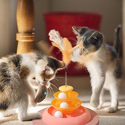         Brinquedos para gatos | Pet Teaser Stick Turntable para alívio do tédio - Gatinho perseguindo e exercitando brinquedo inteligente co 3 bolas em movimento, suprimentos para estimação       