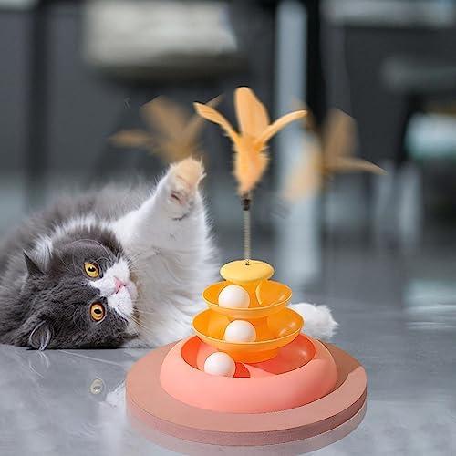         Brinquedos para gatos | Pet Teaser Stick Turntable para alívio do tédio - Gatinho perseguindo e exercitando brinquedo inteligente co 3 bolas em movimento, suprimentos para estimação       