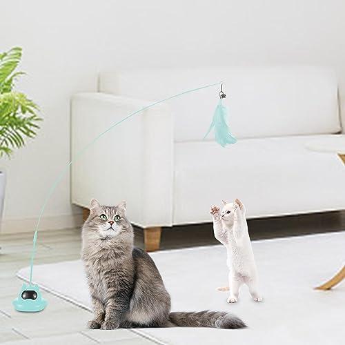         Brinquedos penas gato | Ventosa Pet dança interior jogando brinquedo com sino | Base sucção autoportante que estimula exercícios com penas coloridas realistas si na       