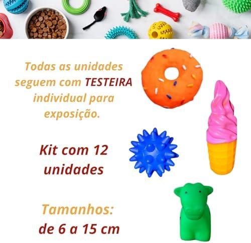         Elo Imports Kit 12 Brinquedos Sonoros de Borracha Premium para Pets - Mordedores Divertidos para Cães e Gatos Material Resistente Atoxico Sortido       