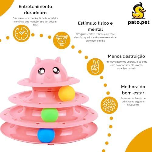         Torre de Bolinha Interativa para Gatos PATO.PET - Brinquedo Inteligente para Gato, Enriquecimento Ambiental, Design Inovador, Divertido e Durável (Rosa)       