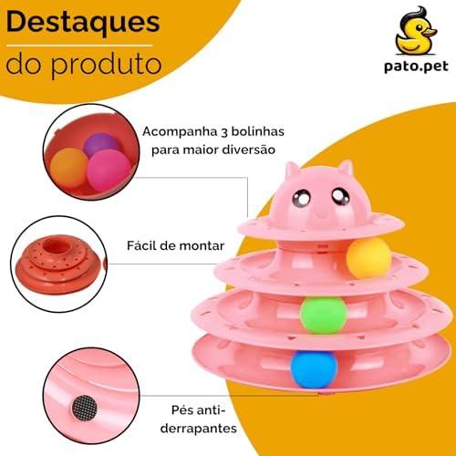         Torre de Bolinha Interativa para Gatos PATO.PET - Brinquedo Inteligente para Gato, Enriquecimento Ambiental, Design Inovador, Divertido e Durável (Rosa)       