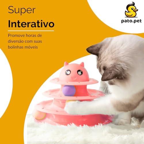         Torre de Bolinha Interativa para Gatos PATO.PET - Brinquedo Inteligente para Gato, Enriquecimento Ambiental, Design Inovador, Divertido e Durável (Rosa)       