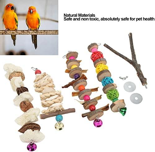         OKJHFD Papagaio Mastigar Brinquedos, Gaiola De Pássaro Multicolor HangingToy Para Conures Periquitos Calopsitas Lovebirds Cinza Africano       