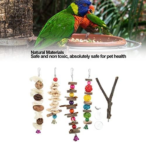         OKJHFD Papagaio Mastigar Brinquedos, Gaiola De Pássaro Multicolor HangingToy Para Conures Periquitos Calopsitas Lovebirds Cinza Africano       