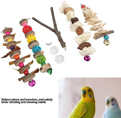         OKJHFD Papagaio Mastigar Brinquedos, Gaiola De Pássaro Multicolor HangingToy Para Conures Periquitos Calopsitas Lovebirds Cinza Africano       