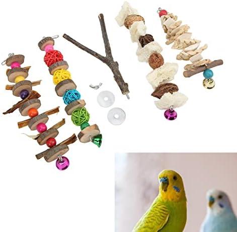         OKJHFD Papagaio Mastigar Brinquedos, Gaiola De Pássaro Multicolor HangingToy Para Conures Periquitos Calopsitas Lovebirds Cinza Africano       