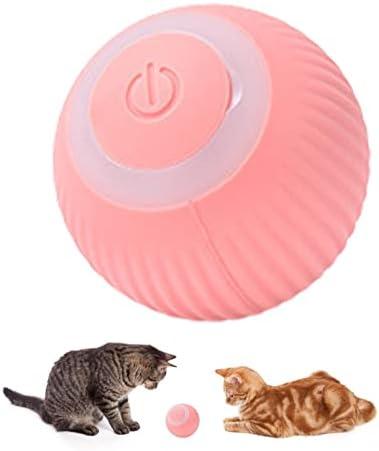         Littryee brinquedo inteligente interativa para gatos,brinquedo elétrico,rolagem automática,brinquedo recarregável 360 graus para gatos quicando,brinquedo interativo engraçado para gatos Rosa       