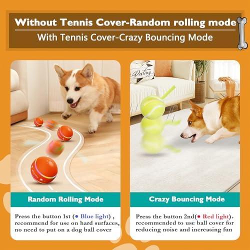         PetDroid Bola interativa para cães, [recentemente atualizada] Brinquedos de bola rolante automática ativada por movimento durável para cães pequenos/médios/grandes, recarregável por USB       