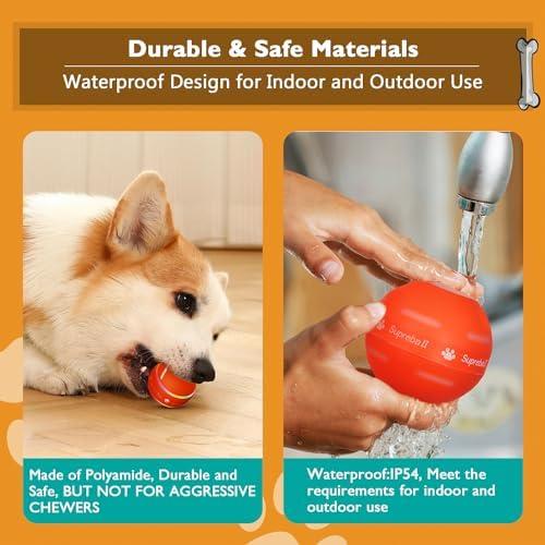         PetDroid Bola interativa para cães, [recentemente atualizada] Brinquedos de bola rolante automática ativada por movimento durável para cães pequenos/médios/grandes, recarregável por USB       