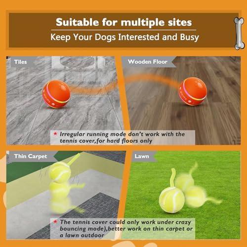         PetDroid Bola interativa para cães, [recentemente atualizada] Brinquedos de bola rolante automática ativada por movimento durável para cães pequenos/médios/grandes, recarregável por USB       