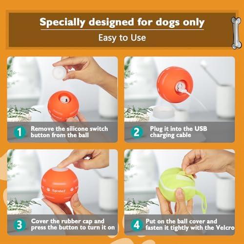         PetDroid Bola interativa para cães, [recentemente atualizada] Brinquedos de bola rolante automática ativada por movimento durável para cães pequenos/médios/grandes, recarregável por USB       