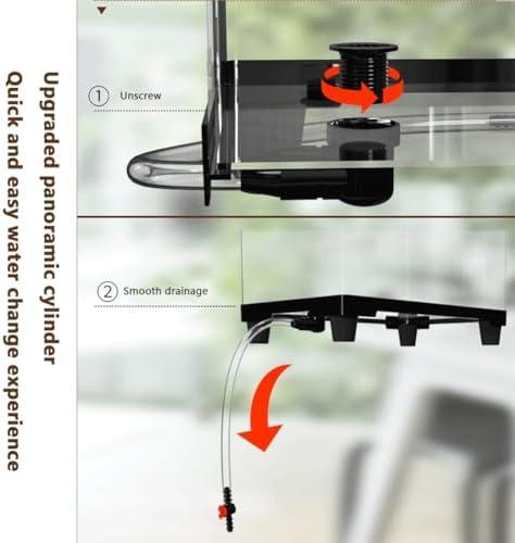         Elvaesther Kit de tanque de tartaruga, kit inicial grande transparente com plataforma de drenagem inferior, tanque de peixes de aquário para tartarugas, caranguejos, peixes, tanque de 31,5 x 21,5 x       