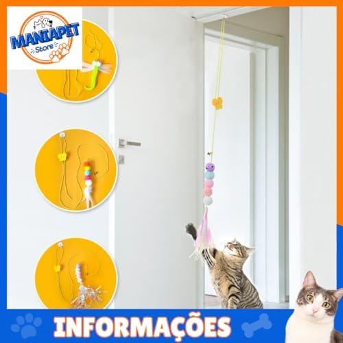         Kit 2 Brinquedo Para Gato Elástico Pendura Porta Ratinho Mola com ventosa       