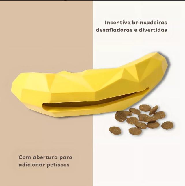         Porta Petisco Interativo em Forma de Banana, Brinquedo Interativo para Seu Pet,Borracha Resistente à Mastigação,Adequado para Cães de Pequeno E Médio Porte,14  4  4 cm       