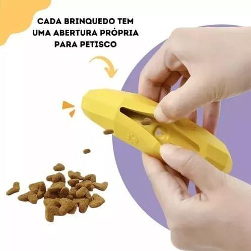         Porta Petisco Interativo em Forma de Banana, Brinquedo Interativo para Seu Pet,Borracha Resistente à Mastigação,Adequado para Cães de Pequeno E Médio Porte,14  4  4 cm       