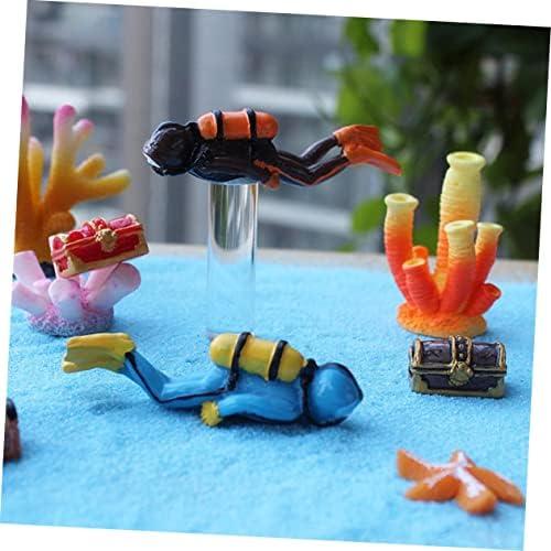         SEWOART 4 peças de aquário paisagismo sapo mini estatueta de tanque de betta decorações para peixes Betta acessórios de banho nadadores estatuetas mergulhador figura de ação resina decoração subaquática tanque de peixes adorno       