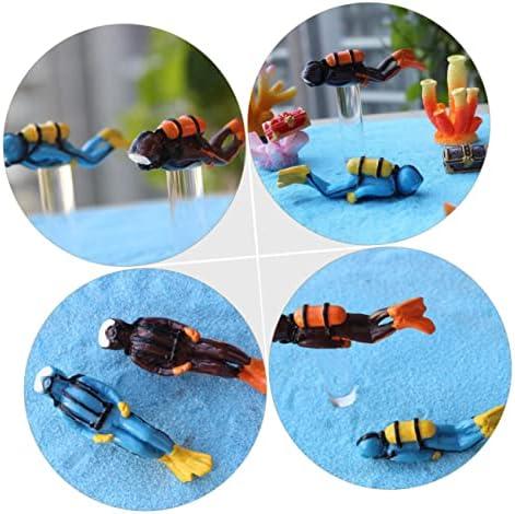         SEWOART 4 peças de aquário paisagismo sapo mini estatueta de tanque de betta decorações para peixes Betta acessórios de banho nadadores estatuetas mergulhador figura de ação resina decoração subaquática tanque de peixes adorno       