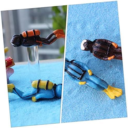         SEWOART 4 peças de aquário paisagismo sapo mini estatueta de tanque de betta decorações para peixes Betta acessórios de banho nadadores estatuetas mergulhador figura de ação resina decoração subaquática tanque de peixes adorno       