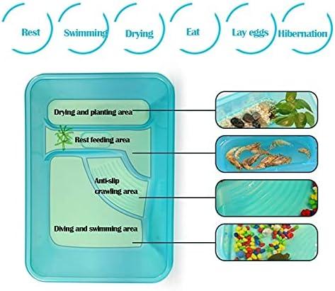         kathson Aquário de tanque de tartaruga, habitat de tartaruga, terrário de plástico para répteis seguro, durável, plataforma de cobertura de tartaruga, evita que a tartaruga subida (médio)       