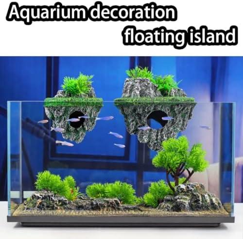         MWYZGmold Ilha flutuante decorativa de aquário, decorações vibrantes para aquários, brinquedo interativo para aquário para peixes Betta, Guppies, peixes dourados, camarões e caranguejos eremitas       