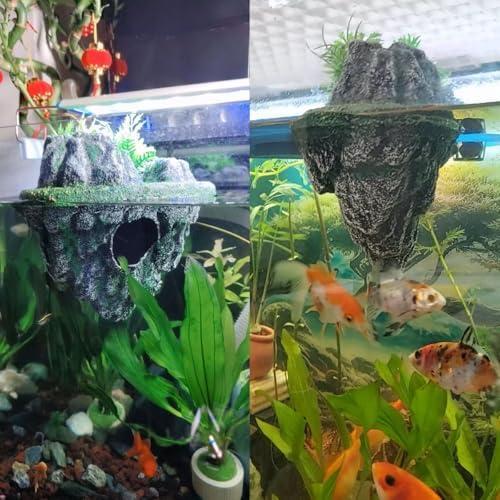         MWYZGmold Ilha flutuante decorativa de aquário, decorações vibrantes para aquários, brinquedo interativo para aquário para peixes Betta, Guppies, peixes dourados, camarões e caranguejos eremitas       