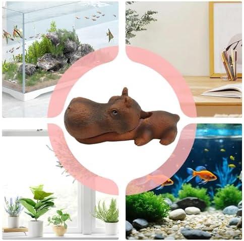         Decoração de aquário de hipopótamo, hipopótamo para aquário,Ornamentos de paisagismo de aquário de resina - Brinquedo bonito seguro dos peixes para decorações dos bonsais do musgo do jardim da paisage       