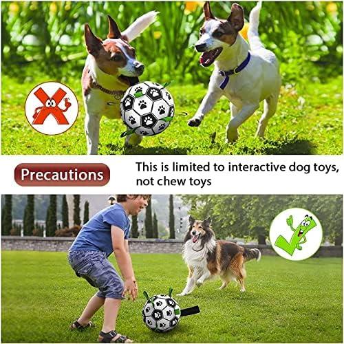         Bola de futebol para cães com abas, brinquedos interativos para cães para puxar de guerra, brinquedo de puxar, brinquedo de água para cães, bolas duráveis para cães de médio e grande (20 cm)       