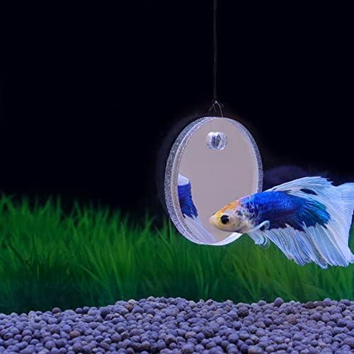         WE-POLUJ Espelho flutuante Betta para aquário de peixes, espelho redondo flutuante de 5 cm/6 cm/7 cm, especial para espelho de fitness Betta, acessório de peixe betta       